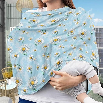 LedBack Floral Car Seat Covers Daisy Carseat Canopy for Babies Breastfeeding Covers, Boys and Girls Lightweight and Breathable Carseat Canopy
