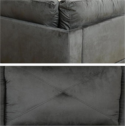 L-Shaped Sectional Sofa with Ottoman, Right-Facing Modern Microfiber Couch for Living Room, Bedroom, Office, Espresso