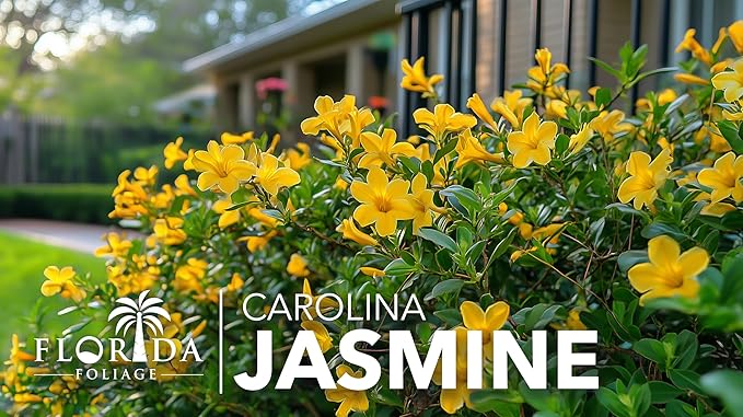 Carolina Jasmine | 3 Large Gallon Size Plants | Gelsemium sempervirens | Evergreen Climbing Vine | Yellow Flowering Landscape Plants
