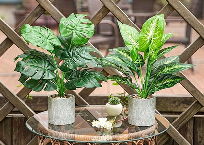 Der Rose 2 Pack Fake Plants Artificial Potted Faux Plants Indoor for Office Desk Home Farmhouse Decor