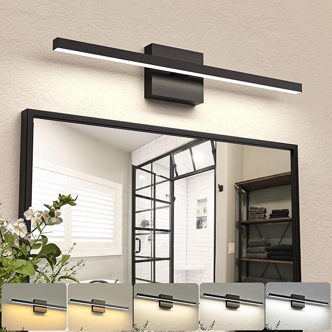 NIORSUN 23.6 inch Black Bathroom Vanity Light,14W 5CCT Dimmable LED Bathroom Lighting Fixtures Over Mirror, Modern Vanity Lights for Bathrooms Restroom Mirror- ETL Certified