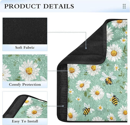 2 Pack Seatbelt Covers Seat Belt Cover Pad for Adults Boys Girls Car Seat Strap Covers Pads Cushion Universal Shoulder Strap Pad Protector for Backpack Camera Bag 10x7.7Inch Mint Green Daisy Flowers a