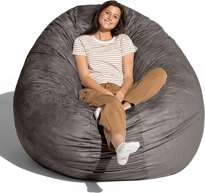 Jaxx 6 Foot Cocoon - 2-in-1 Convertible Bean Bag Bed & Large Bean Bag Chair for Adults, Charcoal