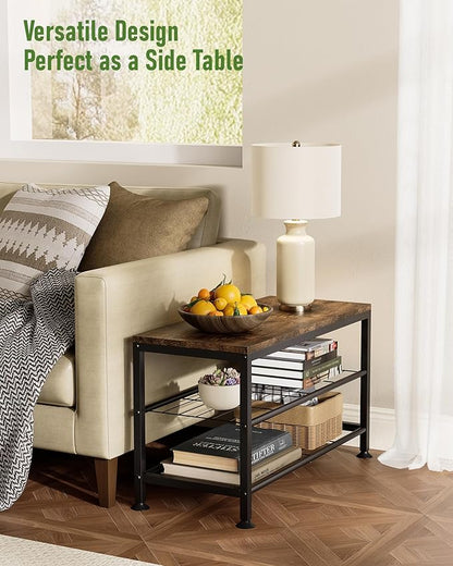 3-Tier Shoe Rack Bench - Entryway Organizer with Shoe Storage, Sturdy Shoe Shelf for Front Door, Small Space Saving Furniture, Brown, Holds 286lbs,27.2" x 12.0" x 15.9"