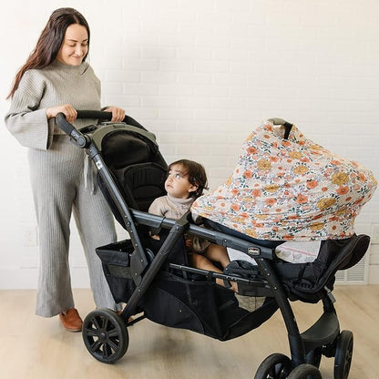 Konssy Baby Car Seat Covers- Multi-use Carseat Canopy for Babies, Stretchy Infant Carseat Cover Boy, Shower Gifts for Unisex Boys and Girls