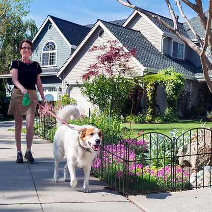 Decorative Garden Fence 17in (H) x30ft (L), Arched Rustproof Metal No Dig Fence for Dogs & Rabbit, Ornamental Animal Barrier for Flower Beds, Border Panels Fencing for Yard & Patio Outdoor Decor