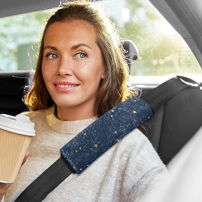 2 Pack Seatbelt Covers Seat Belt Cover Pad for Adults Boys Girls Car Seat Strap Covers Pads Cushion Universal Shoulder Strap Pad Protector for Backpack Camera Bag 10 x 7.7 Inch Blue Stars