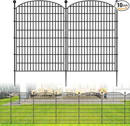 10 Panels No Dig Decorative Garden Fence - 40 in (H) x 23.6 ft (L), Dog Fence Outdoor for Yard，Rustproof Metal Animal Barrier Ground Stakes Fencing for Garden, Patio, Flower Bed