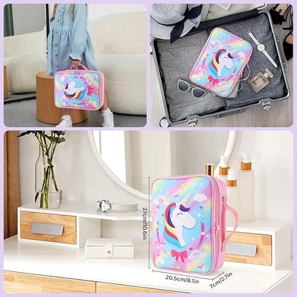 Bow Organizer for Girls, Bows Holder for Girls Hair, Pink Unicorn Bow Case Organizer for Toddler Baby Girl Hair Accessories for Claw Clip (Unicorn)