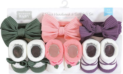 Hudson Baby Girl's Headband and Socks Giftset