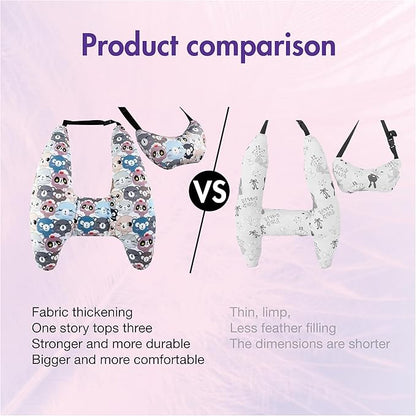 Car Pillow for Kids, Car Neck Head Support Cushion Set,Travel car seat Safety Pillow,h Shape car Sleeping Pillow Kids,Pillow case can be Disassembled and Washed (B)