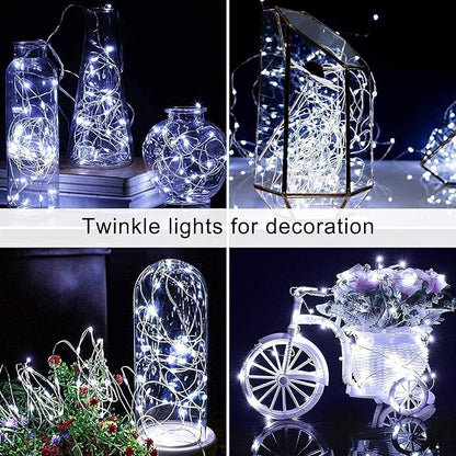 JMEXSUSS 4 Pack 100 LED Solar String Lights for Outside, 33ft White Solar Fairy Lights Outdoor Waterproof, 8 Modes Solar Christmas Lights for Garden Yard Tree Wedding Decorations
