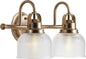 JONATHAN Y 17.25" Brass Gold Modern Bathroom Vanity Light, 2-Light LED Wall Sconce, Clear Glass Bell Shade for Mirror Hallway Kitchen, ETL Listed, LED Bulb Included (JYL7408B)