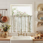 jinchan Amlie Floral Kitchen Curtains 30 Inch Length Linen Cafe Curtains Small Window Drapes Light Filtering Botanical Farmhouse for Bedroom Bathroom Rod Pocket 2 Panels Sage Green on Linen