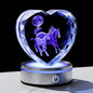 Qianwei Horse Gifts for Women 3D Crystal Heart - Laser Horse Decor Glass Animals Animal Gifts Figurines Statue Stuff for Room Decorations Night Light
