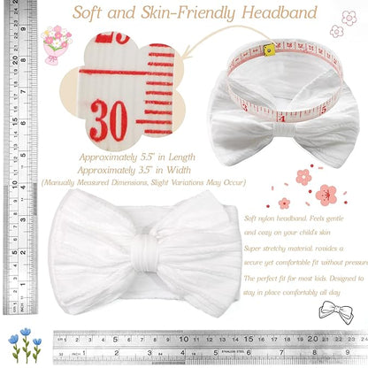 CÉLLOT 6 Pcs Baby Bows Headbands Nylon Hairbands Baby Girl Bows Hair Accessories for Newborn Infant Toddler Essentials (Light Pink Series)