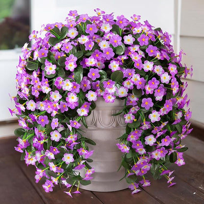 HyeFlora 2PCS Artificial Fall Hanging Flowers for Outdoors, Faux Daisy Muns Plants Fake Silk Orchid Long Stems UV Resistant for Home Garden Wall Party Indoor Outdoor Decor(Light Fuchsia and Fuchsia)