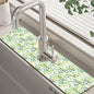 Tropical Eucalyptus Leaves Kitchen Sink Splash Guard Mat Absorbent Fast Drying