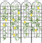 LZRS 4 Pack 87x20in Rustic Iron Arch Decoration Garden Trellis with Black Metal Coating – Perfect for Supporting Climbing Plants Outdoor, Roses, Vines, Flowers, and Vegetables.