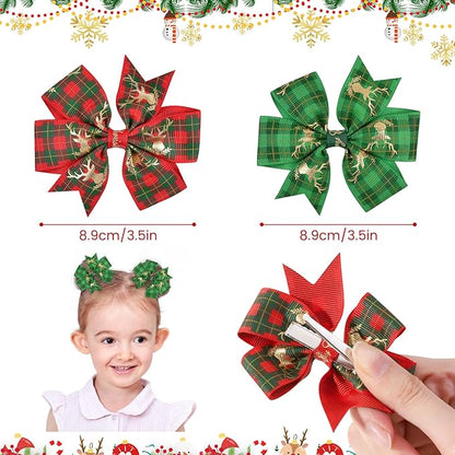 YHXX YLEN 20PCS 3 Inch Hair Bows for Girls Grosgrain Ribbon Christmas Hair Clips with Alligator Clip, Hair Accessory for Toddler Girls Baby Kids Teens