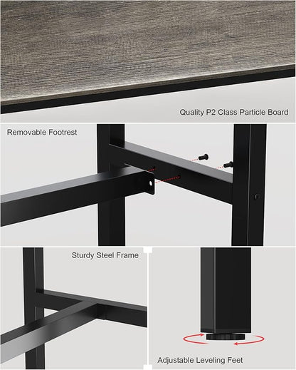 Teraves Bar Table, Bar Height Pub Table, Counter Height Table with Sturdy Metal Frame, Rectangular High Top Table for Kitchen & Dining, Living Room (39.37", Black Oak)