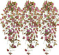 LOYWREE 3 Pack Artificial Purple Ivy Hanging Vine Plants - Small Potted Long Trailing Cascading Foliage, Gothic Home Decor for Indoor/Outdoor, Office, Garden & Shelf (Black Pot Included)