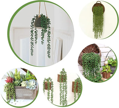 HUIANER Artificial Succulent Plants, 13.4" Fake Hanging String of Pearls Simulation Greenery Plants for Christmas Wall Home Kitchen Office Garden Wedding Decor, Pack of 2