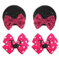 2 Pairs Rose Red Mouse Ears Hair Clips & Mouse Hair Bows Barrettes for baby Girls Accessories Birthday Party Decorations Gift