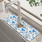 Blue Floral and Hummingbird Dish Drying Mat