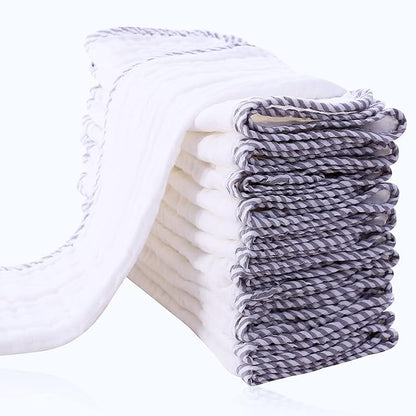 Cute Castle 12 Pack Muslin Burp Cloths for Baby - Ultra-Soft 100% Cotton Baby Washcloths - Large 20'' by 10'' Super Absorbent Milk Spit Up Rags - Burpy Cloths for Unisex, Boy, Girl - Stripe