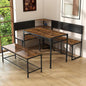Corner Dining Table Set for 4-6, Breakfast Nook Table Set with Charging Port, Corner Kitchen Table with Storage & Bench, Farmhouse Corner Dining Table Set for Dining Room, Kitchen - Brown