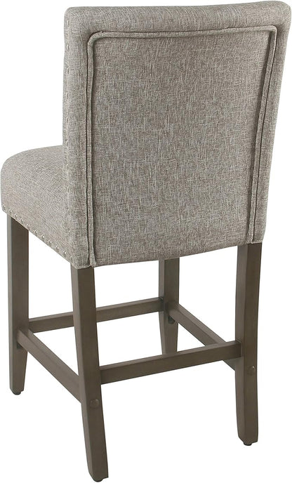Homepop Home Decor | Backless Nailhead Trim Counter Height Bar Stools | 24 Inch Bar Stools | Decorative Home Furniture (Sterling Gray)