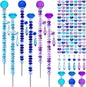 Exway 150 PCS DIY Fairy Wand Beaded Garden Stake Kits with Assortment Large Hole Beads 6 Crystal Stopper Top Threaded Rods and Sparkling Crystal Pendants for Outdoor Indoor Decor