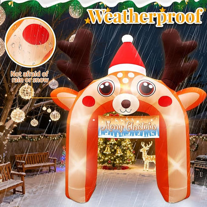10 FT Giant Reindeer Inflatable Reno Inflable Christmas Deer Arch Decoration with LED Lights, Blow Up Decor for Outdoor Yard Lawn Sign Backdrop(Reindeer)