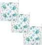 Burbuja Watercolor Sea Turtle Baby Washcloths - Muslin Cotton Soft Absorbent Baby Towel for Newborn Baby Sensitive Skin - Baby Essential Item, 12x12 in, 3 Pack