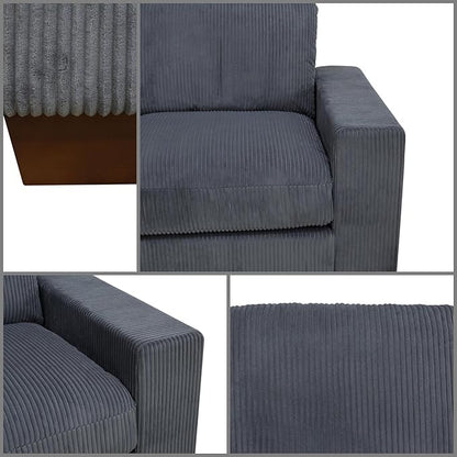 L Shaped Sectional Couches for Living Room, Stylish Sectional Loveseat Sofa with Ottoman & Deep Seats, Living Room Furniture Home Sofa for Adults, Steel Gray