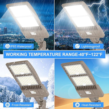 LED Parking Lot Light 320W UL Listed 44800LM LED Shoebox Parking Lot Lights with Arm Mount 100-277V Commercial Area Lighting 5000K IP65 Waterproof