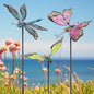 Juegoal 34 Inch Butterfly Garden Stakes Decor, Dragonfly Hummingbird Stakes, Glow in Dark Metal Yard Art for Mom, Mothers Day Ideal Gifts, Indoor Outdoor Lawn Pathway Patio Ornaments, Set of 3