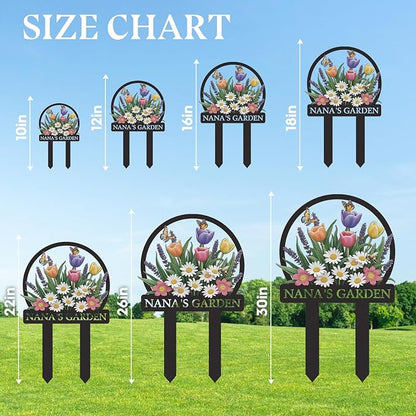 Personalized Garden Signs, Colorful Flowers Garden Decor for Outside, Decorative Yard Stakes, Metal Yard Art, Patio Decor, Custom Last Name Sign, Lawn Art, Gardening Gifts Color01