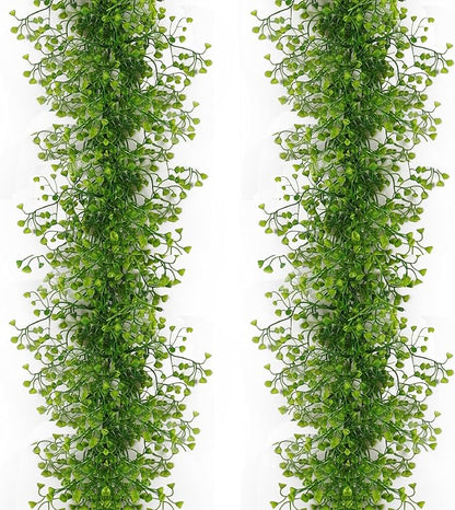 RECUTMS Artificial Hanging Plant 2Pcs 5.6Ft Fake Garland Plant Greenery Faux Ferns Leaves Ivy Garland for Home Indoor Outdoor Wedding Farmhouse Mantle Table Centerpiece Party Garden Decor(Green)