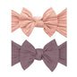 Baby Bling Bows - Newborn to Little Baby Girl Bows, 2 Pack Nylon Super Soft Stretchy Knot Toddler Headbands, Perfect Hair Accessories Head Bands for Infant Kids(Rose Gold & Lilac)
