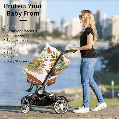 Personalized Lion Baby Car Seat Cover with Name,Multi-Use Canopy for Nursing, Strollers,Shopping Carts,Customized Breastfeeding Cover, Full Privacy,Infant Stroller Cover