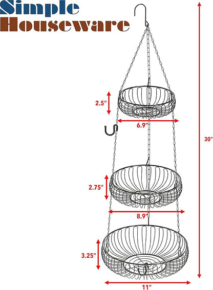 Simple Houseware Adjustable Metal Hanging Fruit Basket