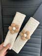 BNTR Car Seat Belt Cover 2 PCS Stocking Stuffers Cute Creative Flower Safety Seatbelt Shoulder Pad Auto Accessory Neck Cushion Protector Seatbelt Shoulder Protector Nice Gift (2-Pack Brown Flower)