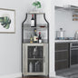 GarveeHome Corner Wine Cabinet with Detachable Wine Rack, 5-Tier Industrial Corner Bar Cabinet with Barn Door and Glass Holder, Farmhouse Buffet Cabinet and Home Bar, Grey