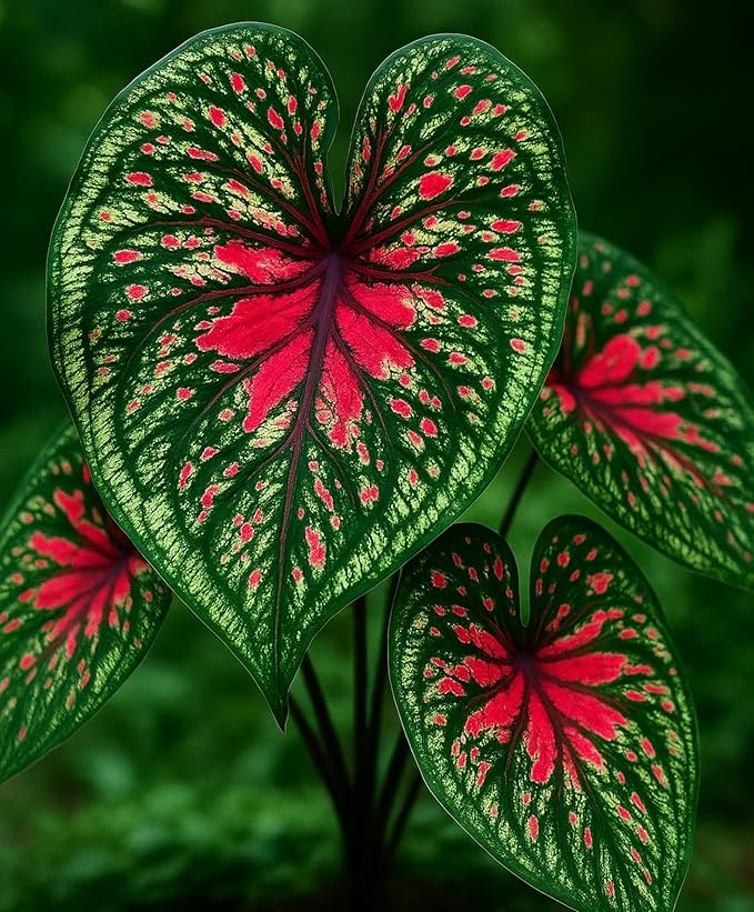 Spicy Lizard Caladium Bulbs for Planting - Great Indoor Plants (10 Bulbs)