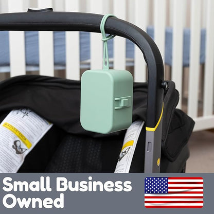 Baby's Aid Silicone Pacifier Case, No Open Slot with Patented Closure, Dishwasher Safe, Attaches to Diaper Bag or Stroller, Holds 2 Pacifiers, (Sage)
