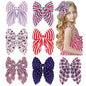 4th of July Hair Bows for Girls, Large Patriotic Fable Bow Handmade American Flag Hair Clips Independence Day Hair Accessories for Little Girls Toddlers Kids (Pattern A)