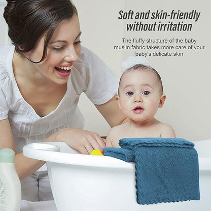 Sunny zzzZZ Ultra Soft 24 Pack Baby Washcloths - 10x10 Inches - Coral Fleece Extra Absorbent Wash Clothes for Babies, Infants and Toddlers - Sensitive Skin and Newborn - Ideal Baby - Ocean Aqua