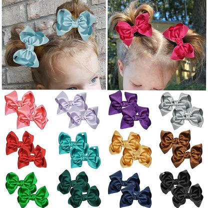 3 Inch Baby Girl Hair Bows Clips Hairpin Headwear Little Teen Toddler Girls Kids Teens Toddlers Hair Accessories - Set of 2 (Deep Brown)